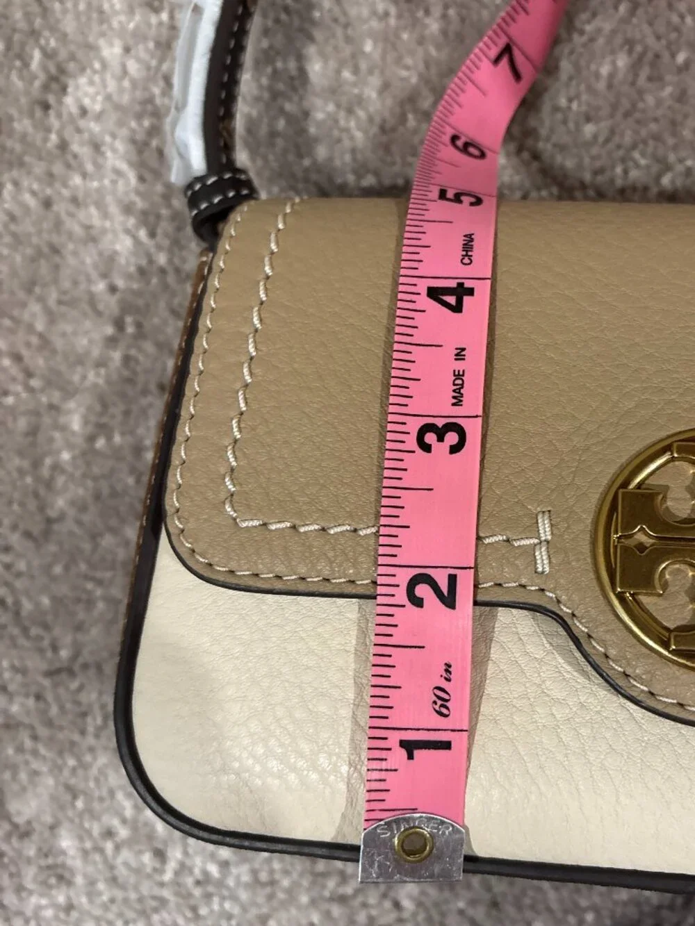 NEW Tory Burch Felix Mini Shoulder Flap Bag Taupe Brown White Black Gold